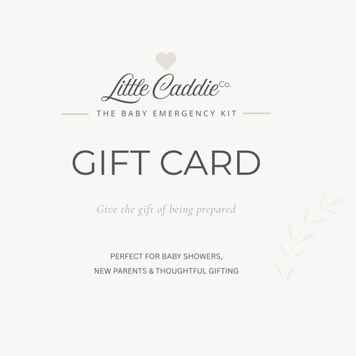 Little Caddie Co gift card for baby emergency kits and thoughtful gifts for new parents.
